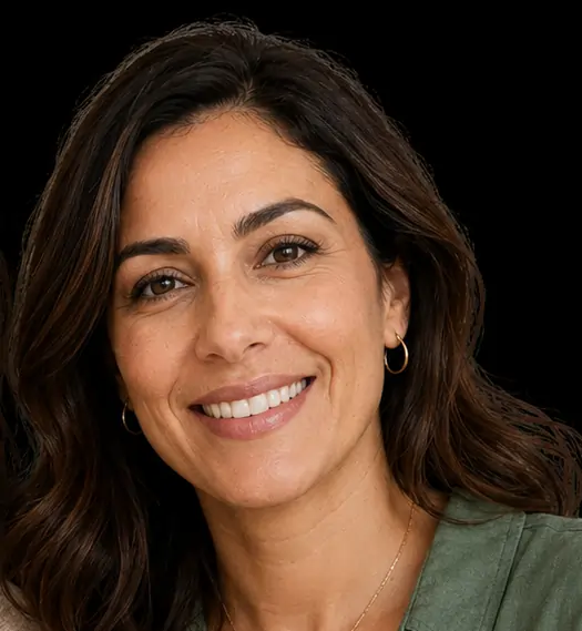 Portrait of a cheerful woman in her forties